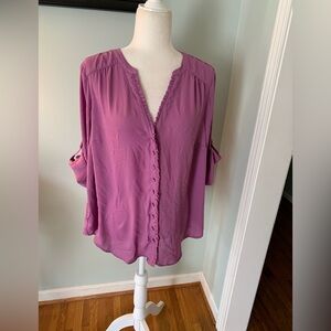 Torrid Mauve Button-Down Blouse,size 0(1XL)